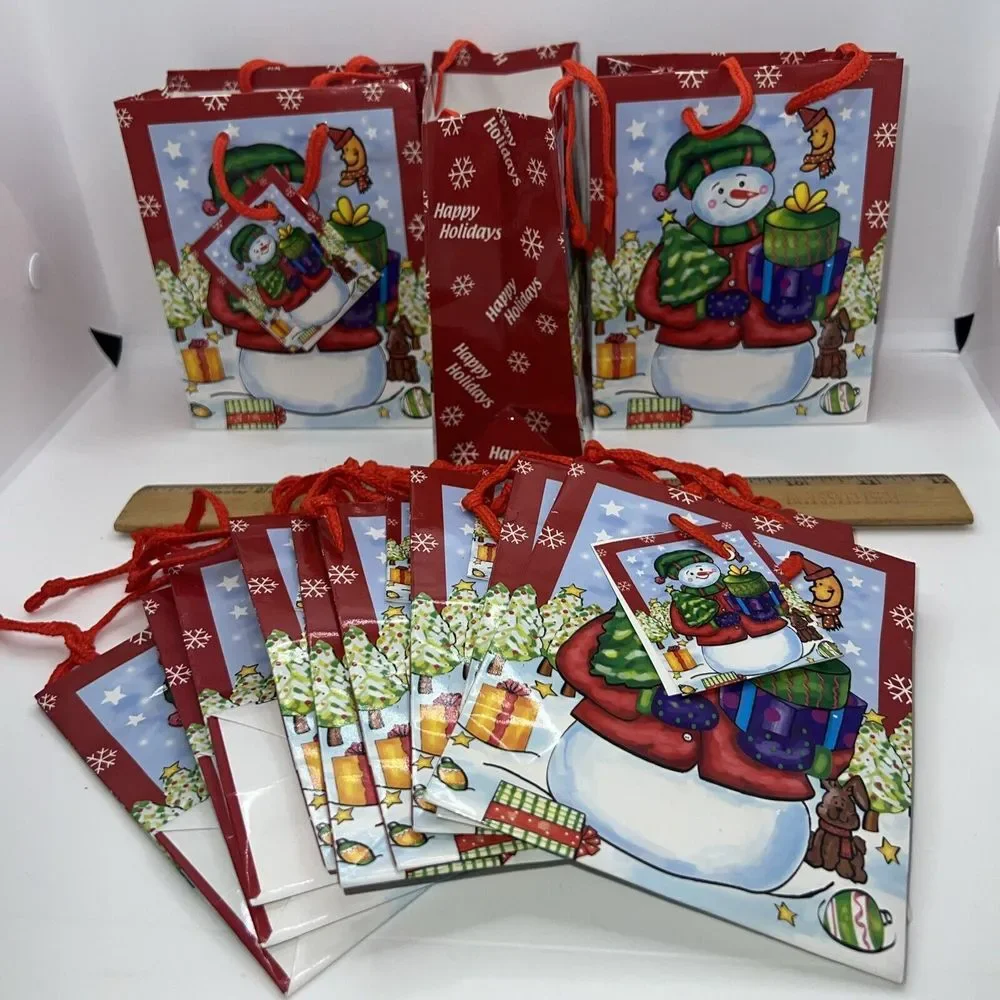 12 Pack Christmas Treat Gift Bags Cute Patterns Gift Tags for Christmas Holiday‎